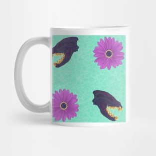 Oil Spill Hyena Skull Floral Mint Mug